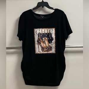 Short sleeve side cinch waffle top w) CHIC patch